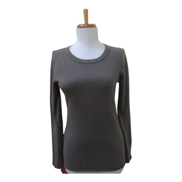 VGUC - LANDS' END Heather Brown 100% Cashmere Crewneck Sweater Size S - Picture 1 of 7